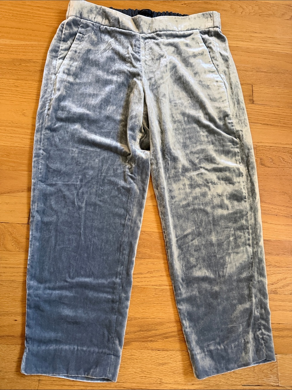 J. Crew Pants Silver Gray Velour Velvet-like 10P petite Viscose Elastic Comfort